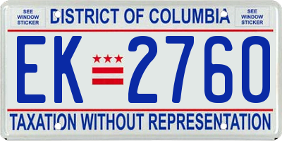 DC license plate EK2760