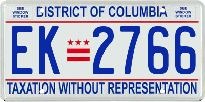 DC license plate EK2766