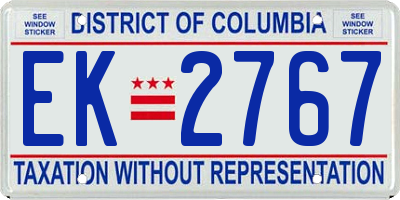 DC license plate EK2767