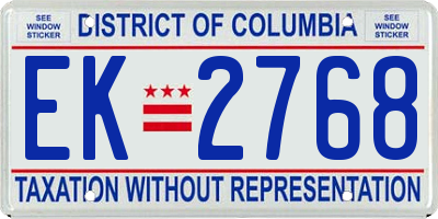 DC license plate EK2768
