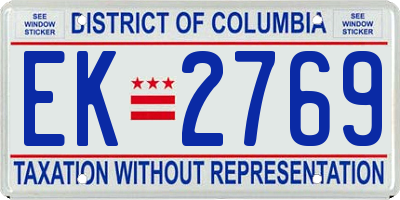 DC license plate EK2769