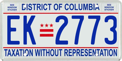 DC license plate EK2773