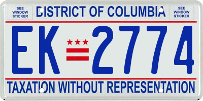 DC license plate EK2774