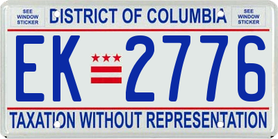 DC license plate EK2776