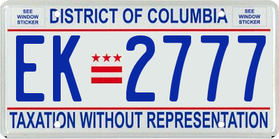 DC license plate EK2777