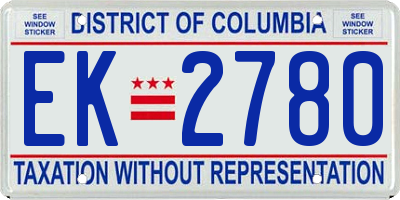 DC license plate EK2780