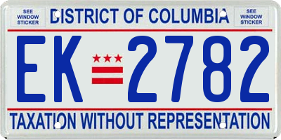 DC license plate EK2782