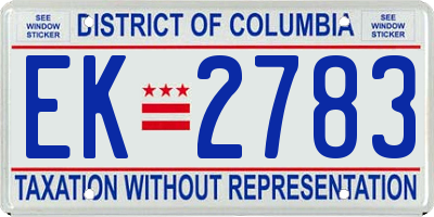 DC license plate EK2783