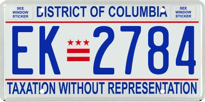 DC license plate EK2784