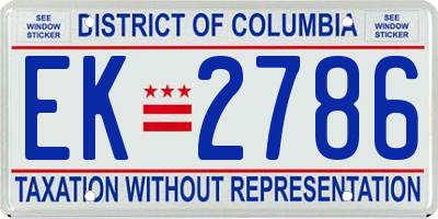 DC license plate EK2786