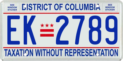 DC license plate EK2789