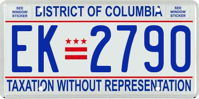 DC license plate EK2790