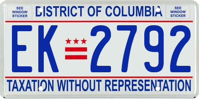 DC license plate EK2792
