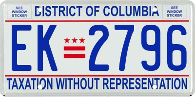 DC license plate EK2796