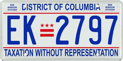 DC license plate EK2797