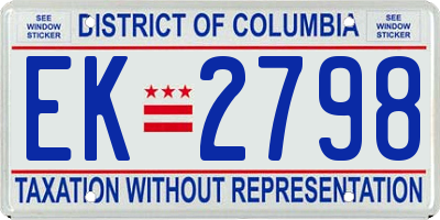 DC license plate EK2798