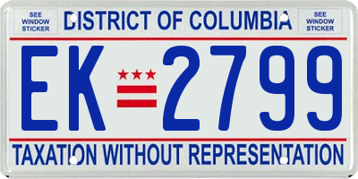 DC license plate EK2799