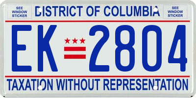 DC license plate EK2804