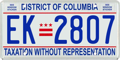 DC license plate EK2807