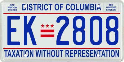 DC license plate EK2808