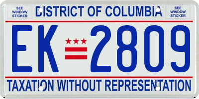 DC license plate EK2809