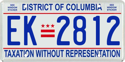 DC license plate EK2812