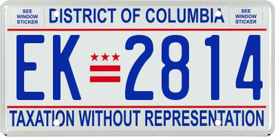 DC license plate EK2814