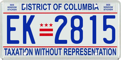 DC license plate EK2815