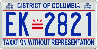 DC license plate EK2821