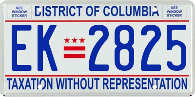 DC license plate EK2825