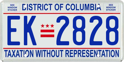 DC license plate EK2828