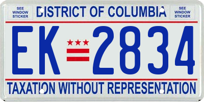 DC license plate EK2834
