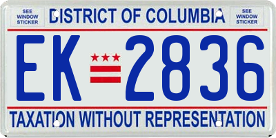 DC license plate EK2836