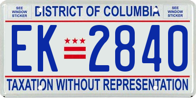 DC license plate EK2840