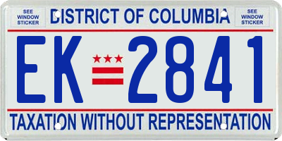 DC license plate EK2841