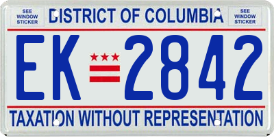 DC license plate EK2842