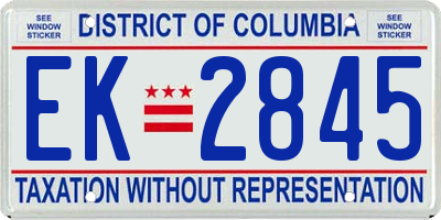 DC license plate EK2845