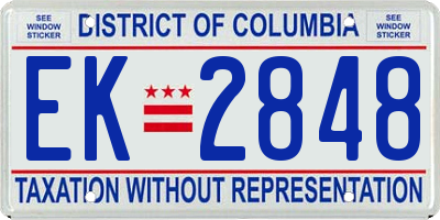 DC license plate EK2848