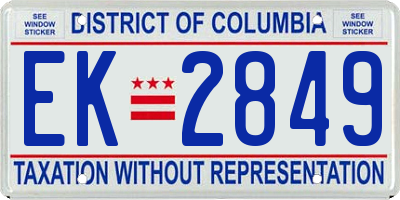 DC license plate EK2849