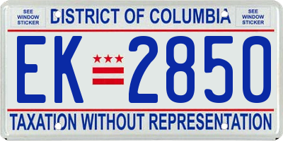 DC license plate EK2850