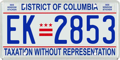 DC license plate EK2853