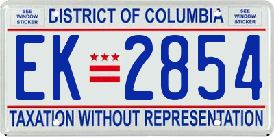 DC license plate EK2854