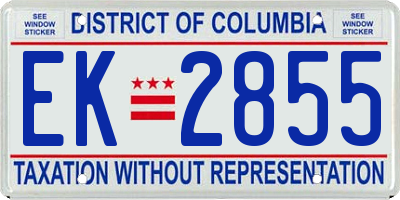 DC license plate EK2855