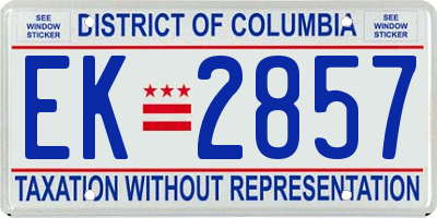 DC license plate EK2857