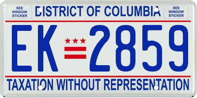 DC license plate EK2859