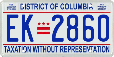 DC license plate EK2860