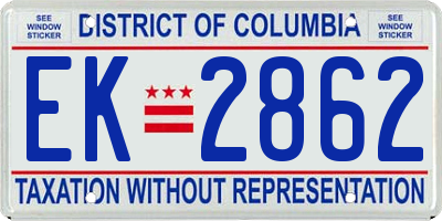 DC license plate EK2862