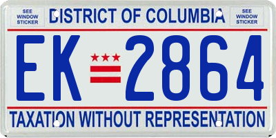 DC license plate EK2864
