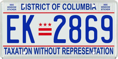 DC license plate EK2869