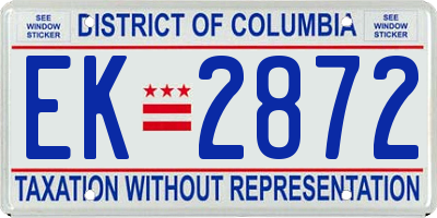 DC license plate EK2872